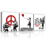 Consalnet Vászonkép 3 darabos, Banksy vállogatás, 3 db 25x25 cm méret (C5-13642S13)
