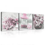 Consalnet Vászonkép 3 darabos, Virágok és lámpás, 3 db 25x25 cm méret (C5-11709S13)