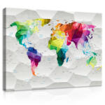 Consalnet Vászonkép, Szines világtérkép, 60x40 cm méretben (C5-11190O4)