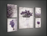 Consalnet Vászonkép, 5 darabos Levendula variálható elrendezésben (C5-1809S14)