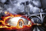 Dimex CAR IN FLAMES fotótapéta, poszter, vlies alapanyag, 375x250 cm (MS-5-0314)