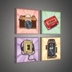 Consalnet Vászonkép 4 darabos, Kamera, Kazetta 50x50 cm méretben (C5-2021S20)