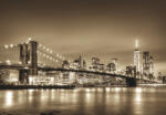Sverus Fotótapéta Brooklyn Bridge and Manhattan Downtown Skyline at Dusk in Sepia, 312 x 219 cm (SV-47504984PE-312X219CM)