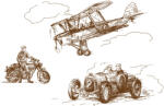 Dimex Vlies Fotótapéta - Old Vehicles Drawing - 375x250 cm (MS-5-2183)
