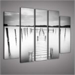 Consalnet Vászonkép, 5 darabos Móló fekete-fehér 150x100 cm méretben (C5-1984S12)