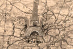 Dimex Vlies Fotótapéta - Retro Eiffel Tower on a Map - 375x250 cm (MS-5-1545)