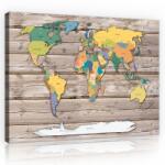 Consalnet Színes világtérkép, vászonkép, 60x40 cm méretben (C5-10869O4)