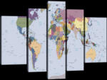 Consalnet Vászonkép, 5 darabos, Színes világtérkép 170x100 cm méretben (C5-20265S4A)