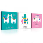 Consalnet Vászonkép 3 darabos, Llama, 3 db 25x25 cm méret (C5-12507S13)