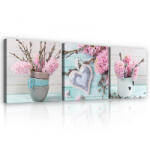 Consalnet Vászonkép 3 darabos, Virágok és szív, 3 db 25x25 cm méret (C5-13207S13)