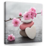 Consalnet Babarózsa zen kövekkel, vászonkép 40x40 cm méretben (C5-11620O5)