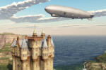 Dimex Vlies Fotótapéta - Scottish castle and airship - 375x250 cm (MS-5-2789)