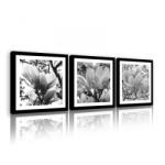 Consalnet Vászonkép 3 darabos, Magnólia fekete-fehér, 3 db 25x25 cm méret (C5-11268S13)