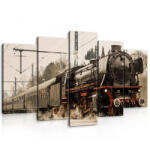 Consalnet Vászonkép 5 darabos, Gőzmozdony szerelvénnyel 100x60 cm méretben (C5-11388S17)