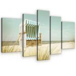 Consalnet Vászonkép, 5 darabos, Strandszék a tengerparton 170x100 cm méretben (C5-11596S4A)
