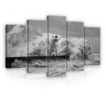 Consalnet Vászonkép 5 darabos, Viharos tenger fekete-fehérben 100x60 cm méretben (C5-12744S17)