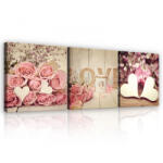 Consalnet Vászonkép 3 darabos, Rózsák szívvel, 3 db 25x25 cm méret (C5-2572S13)