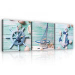 Consalnet Vászonkép 3 darabos, Tengerész motívumok, 3 db 25x25 cm méret (C5-13209S13)