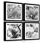 Consalnet Vászonkép 4 darabos, Magnólia fekete-fehérben 50x50 cm méretben (C5-11268S20)