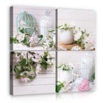 Consalnet Vászonkép 4 darabos, Kalitkák és virágok 50x50 cm méretben (C5-11712S20)