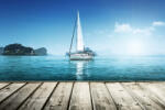 Dimex Vlies Fotótapéta - Yacht and wooden platform - 375x250 cm (MS-5-2765)