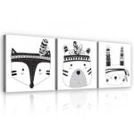 Consalnet Vászonkép 3 darabos, Rajzolt állatok, 3 db 25x25 cm méret (C5-13491S13)