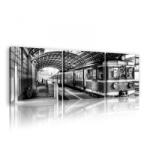 Consalnet Vászonkép 3 darabos, Vasútállomás fekete-fehér, 3 db 25x25 cm méret (C5-11383S13)