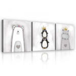 Consalnet Vászonkép 3 darabos, Rajzolt állatok, 3 db 25x25 cm méret (C5-13492S13)