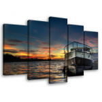 Consalnet Vászonkép 5 darabos, Hajó a naplementében tündöklő tengeren100x60 cm méretben (C5-10520S17)