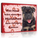 Consalnet Vászonkép, Kutya - Das Haus wäre ohne den Hündchen kein richtiges Zuhause, 100x75 cm méretben (C5-11442O1)