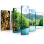 Consalnet Vászonkép, 5 darabos, Vízesés folyóval, erdővel 170x100 cm méretben (C5-10201S4A)