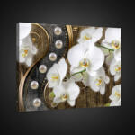 Consalnet Vászonkép, Orchidea gyöngyös háttérrel, 100x75 cm méretben (C5-2399O1)