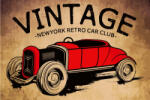 Dimex Vlies Fotótapéta - Vintage Car Poster - 375x250 cm (MS-5-2211)