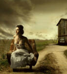 Dimex GIRL ON ARMCHAIR fotótapéta, poszter, vlies alapanyag, 225x250 cm (MS-3-0258)