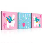 Consalnet Vászonkép 3 darabos, Llama love, 3 db 25x25 cm méret (C5-12504S13)