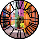 Consalnet Színes házak az óra mögött vlies poszter, fotótapéta 10745VEZ1 /208x208 cm/ (10745-VEZ1)