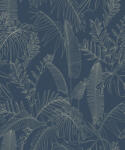 Grandeco Kék-törtfehér trópusi levél mintás tapéta (Omura A69303) (A69303)