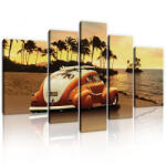 Consalnet Vászonkép, 5 darabos, Retró autó a tengerparton 170x100 cm méretben (C5-20317S4A)