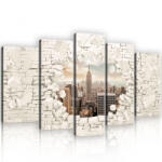Consalnet Vászonkép 5 darabos, New York az omladoző téglafal mögött 100x60 cm méretben (C5-20904S17)