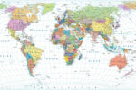 Dimex Vlies Fotótapéta - Detailed Colored World Map - 375x250 cm (MS-5-1505)