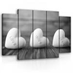 Consalnet Vászonkép, 5 darabos Feliratos szívek 150x100 cm méretben (C5-11718S12)