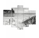 Consalnet Vászonkép, 5 darabos, Tengerpart fekete-fehér 170x100 cm méretben (C5-20065S4A)