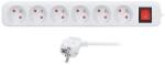 Solight Prelungitor Solight 3m, 6 prize, întrerupător, 16A/3680W, PVC, alb (PP72X)
