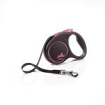 flexi Black Design lesa automata cu banda pentru caini, negru cu roz, marimea S, 5 m