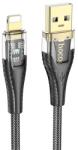 hoco. u121 adatkábel, usb - lightning, 2.4a, gyorstöltő, 120cm, led jelzés, cipőfűző, fekete, kompatibilis: Apple IPAD 2 / iPhone 5 / iPhone 5S (U121_USB_L_B)