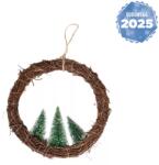 DekorTrend rattan ablakdísz fenyőfákkal, 30 cm, 30 LED, meleg fehér, elemes (KDA_010) - kontaktor