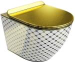 Spectrum Set vas WC suspendat Spectrum, Trendi Slim, rimless, cu capac, 36.5 x 49 cm, alb-auriu (26519)