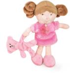 Doudou Păpușă pentru bebeluș Mrs Rose My First Doll Jolijou 21 cm în rochiță roz cu un cățeluș din material textil fin de la 0 luni (JJ6006) Papusa