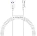 Baseus adatkábel (USB - Type-C, 66W, törésgátló, gyorstöltő, 100cm) FEHÉR