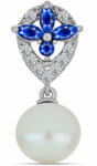  Ezüst Medál Ausztrál Kék Zafírral és Fehér Édesvízi Kagylógyönggyel, Y62402